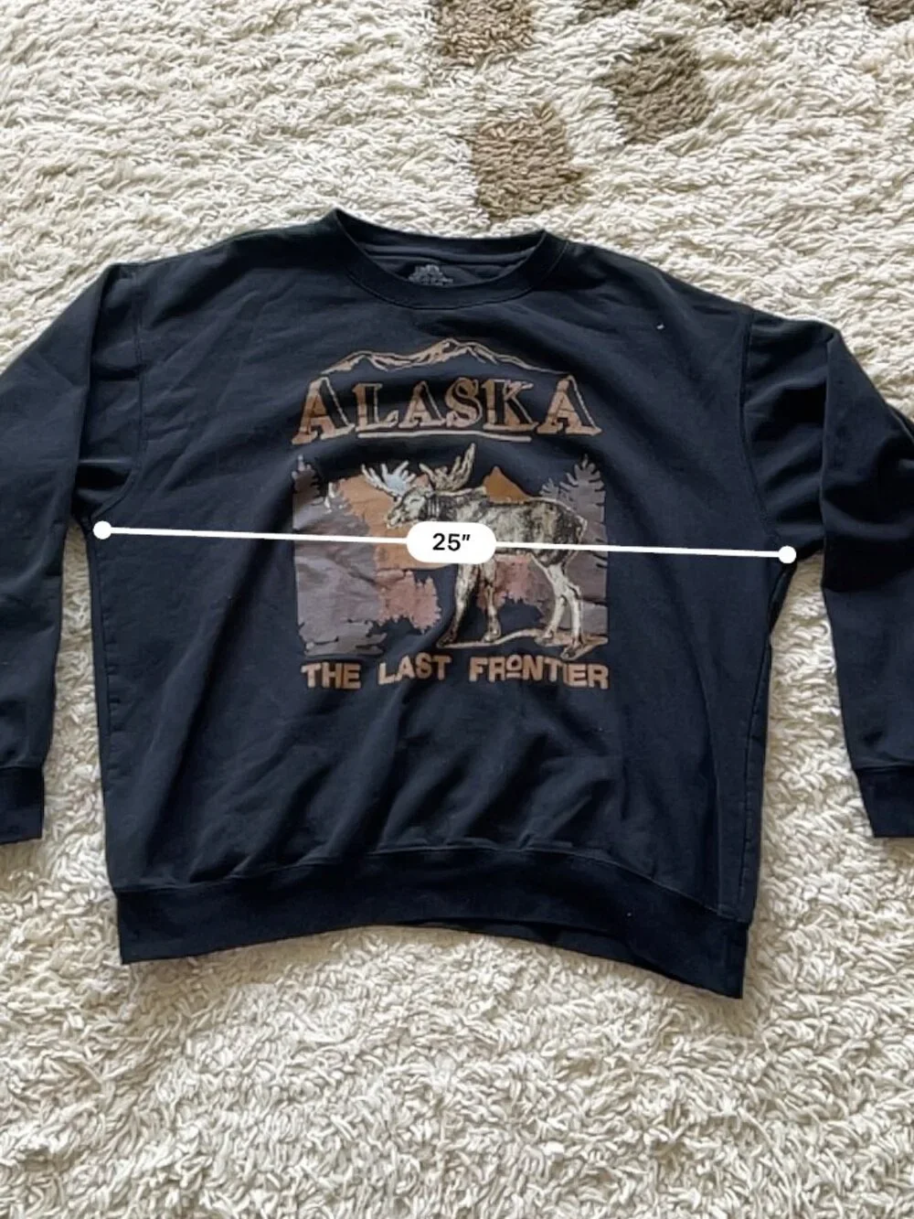 Philcos Alaska The Last Frontier Moose Graphic Crewneck Sweatshirt 2XL Black